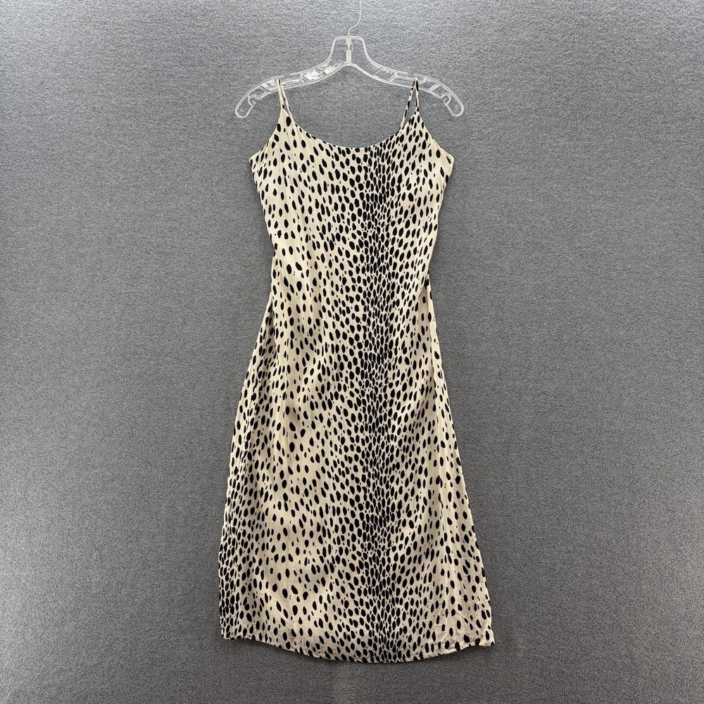 Reformation Cream and Black Leopard Print Midi Slip Dress